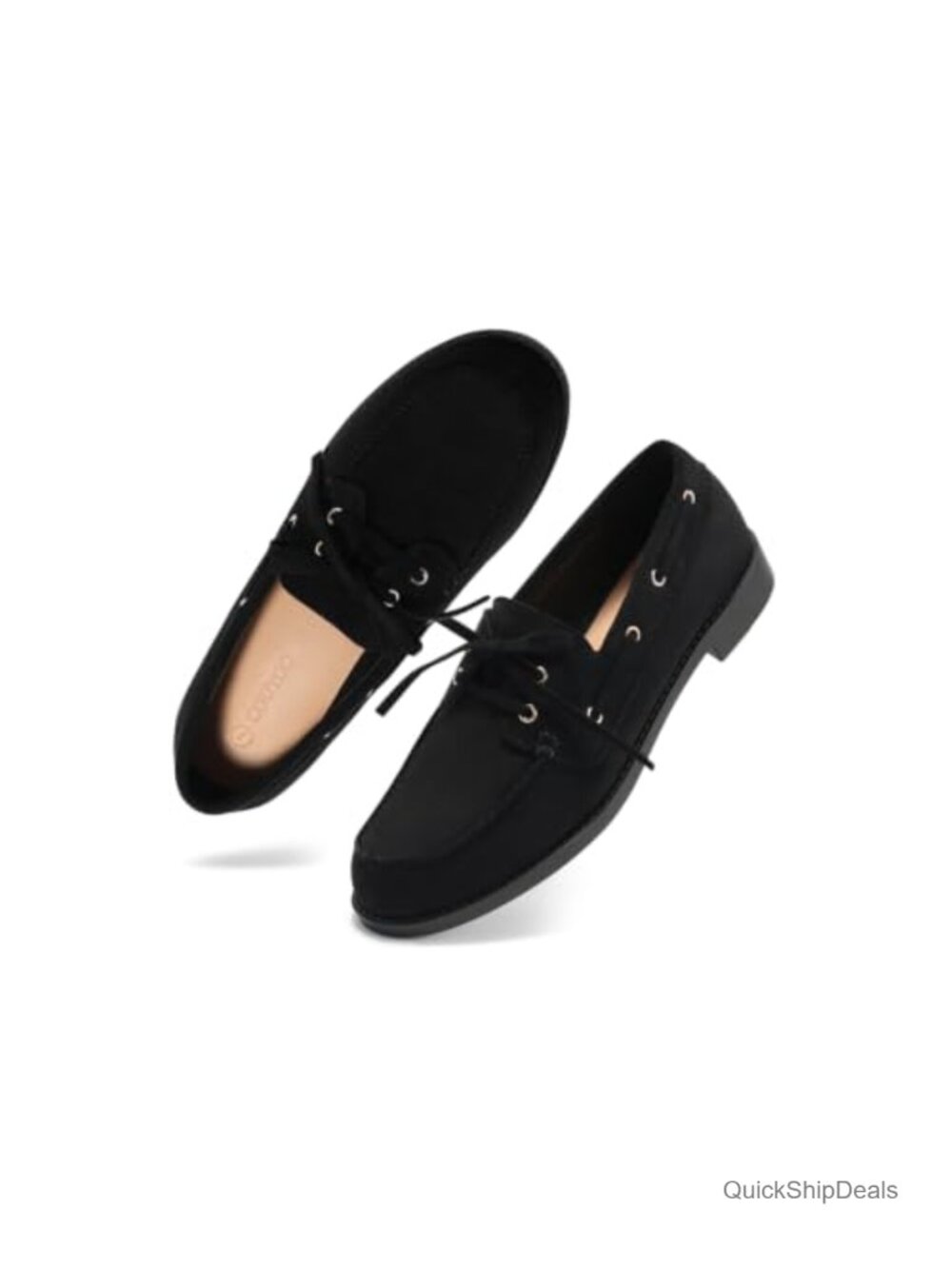 Faux Suede Slip On Loafers Women Lace Up Closed Toe Comfort Flats Shoes